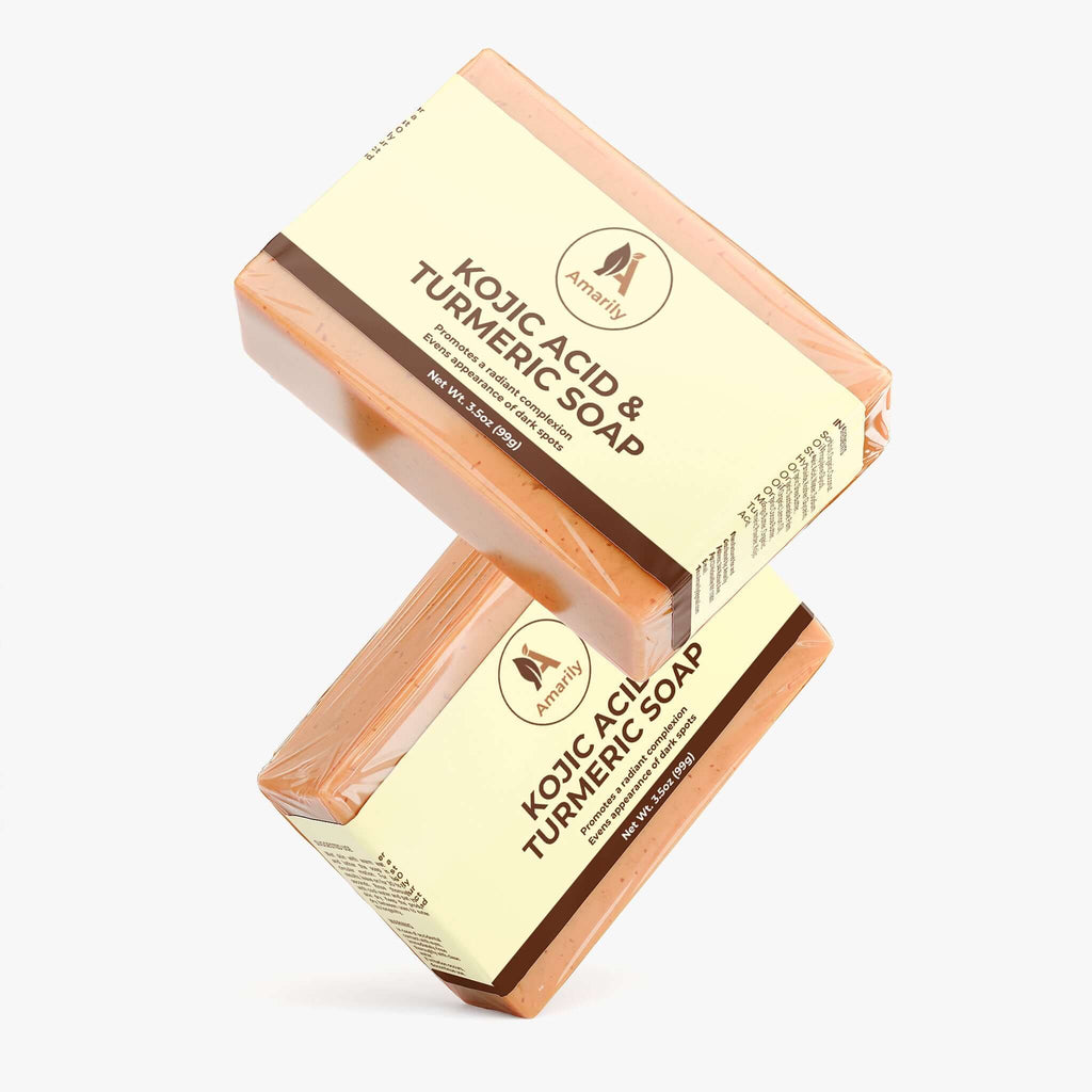 Kojic Acid & Turmeric Soap Bundle consists of two beautifully packaged bars of soap.