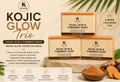 Kojic Acid & Turmeric Soap Bundle featuring three bars for brighter skin, part of the Kojic Glow Trio.