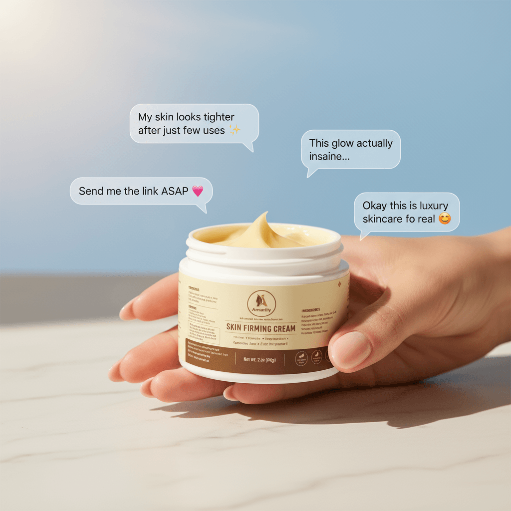 Skin Firming Cream jar displayed on a wooden surface